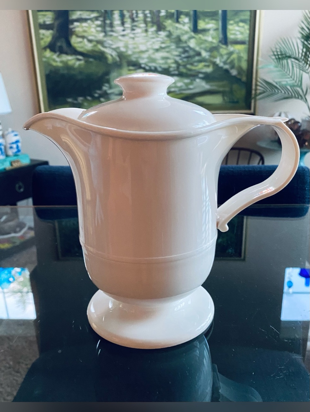 VTG 1980s JSNY Coffee Carafe Cream-colored Plastic Glass Insulation w Lid